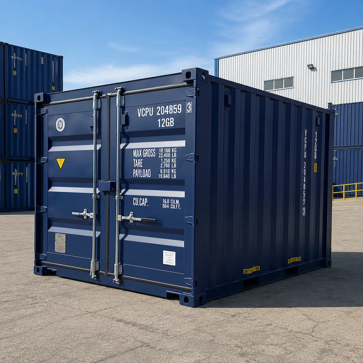 10ft One-Trip Shipping Container – Blue (Unit 3)