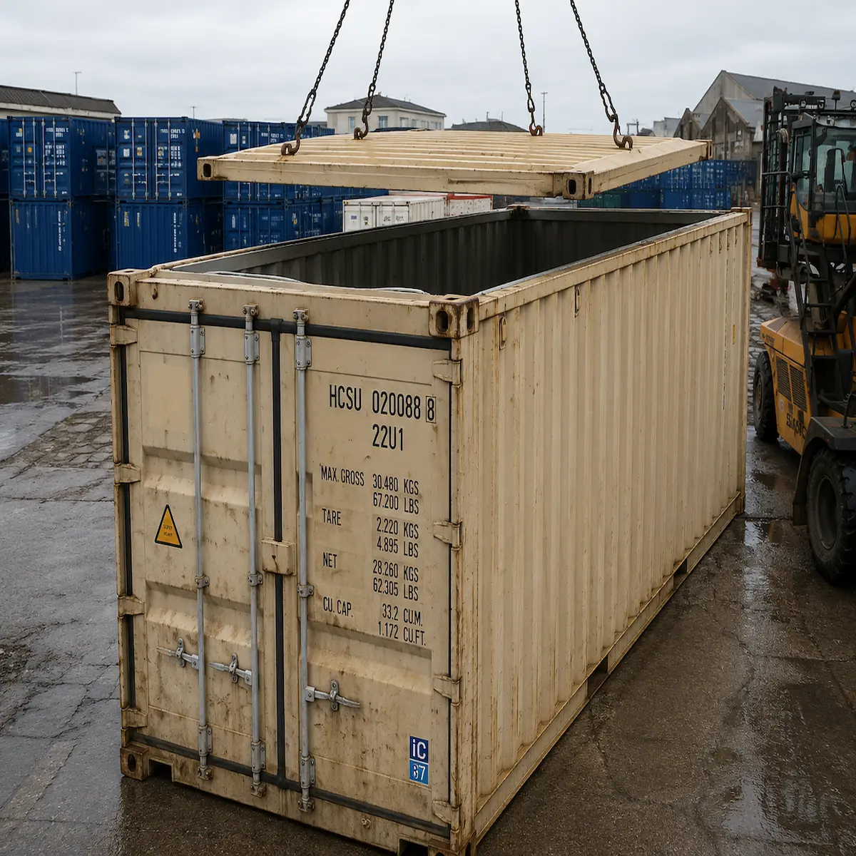20ft Used Hardtop Open Top Container – Steel Roof Panels
